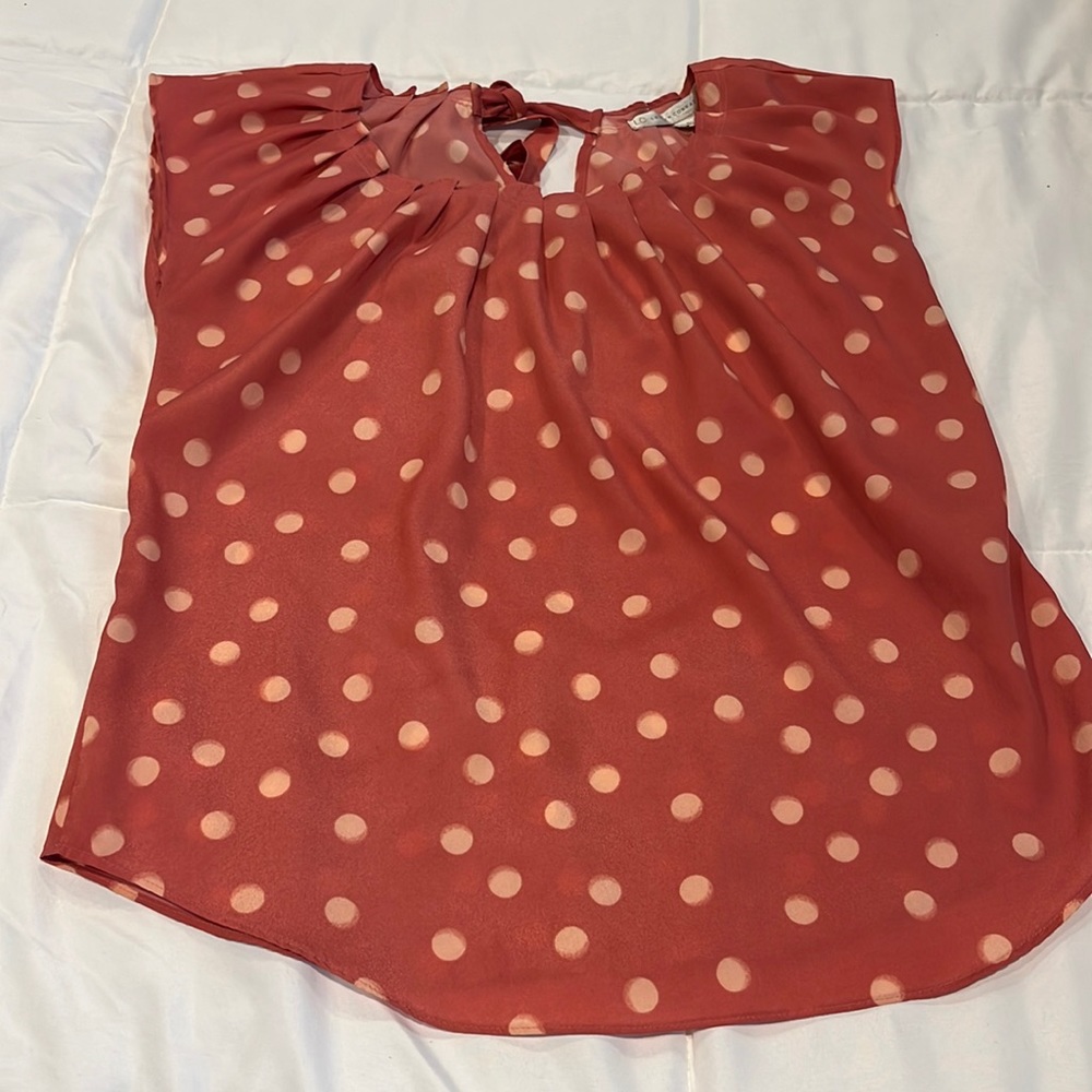 LC polka dot blouse.